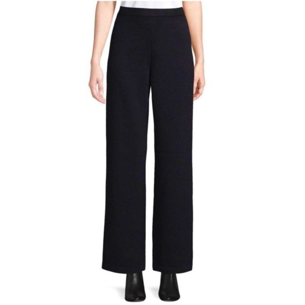 St. John Milano Knit Wide Leg Pants Women's Large Wool Blend‎ Pull On Old Money